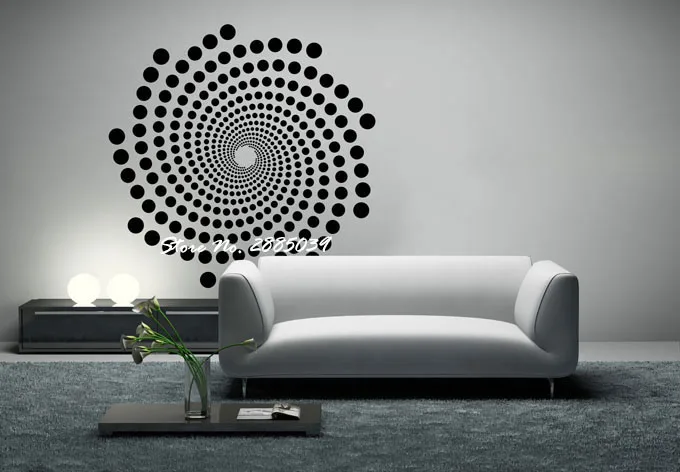 

A crazy spiral made out of polka dots Wall Stickers Home Decor Living Room DIY Self-Adhesive Vinyl Wall Decals Quotes Art LA237