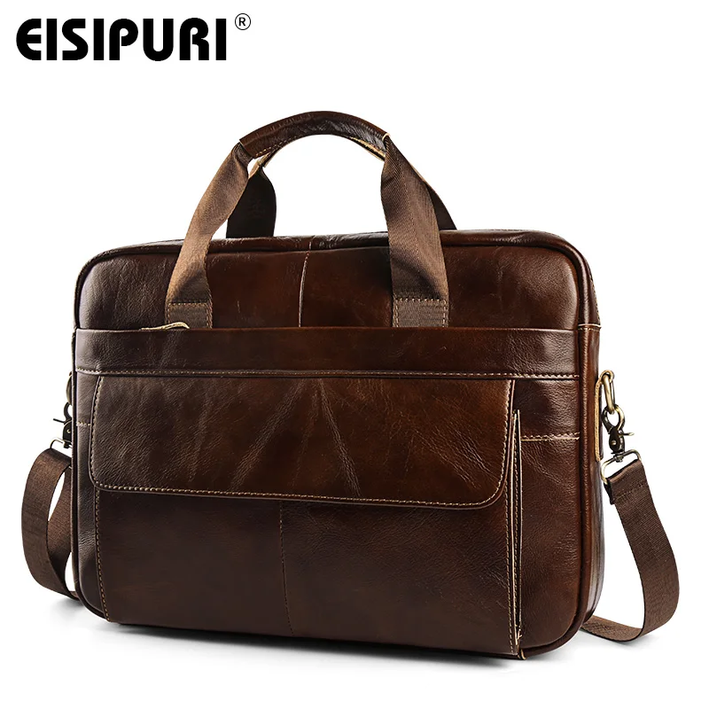النفط الشمع جلد أصلي للرجال حقيبة أعمال حقائب Crossbody أكياس الرجال السفر كمبيوتر محمول حقيبة كتف رسول حمل أكياس