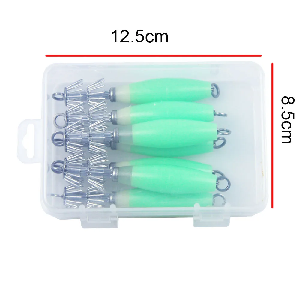 JSM 7 шт./кор. флуоресцентный наживка Каракатица рукав джиг, приманка для рыбалки приманки Крючки с блесной в виде кальмара светящийся корпус для морской рыбалки