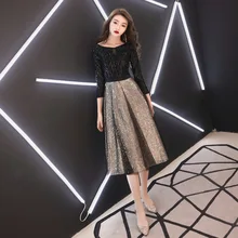 Новое модное вечернее платье с О-образным вырезом и коротким рукавом, сверкающие блестки, вечерние платья для выпускного вечера