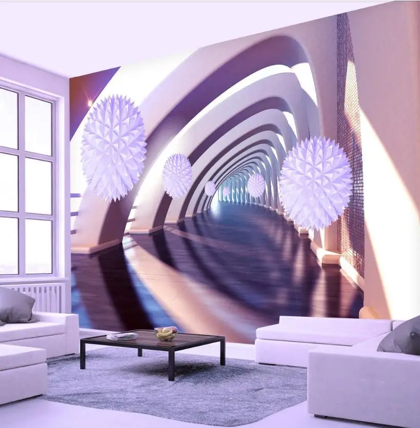 Polygonal sphere wallpaper stereoscopic 3d mural for walls living room