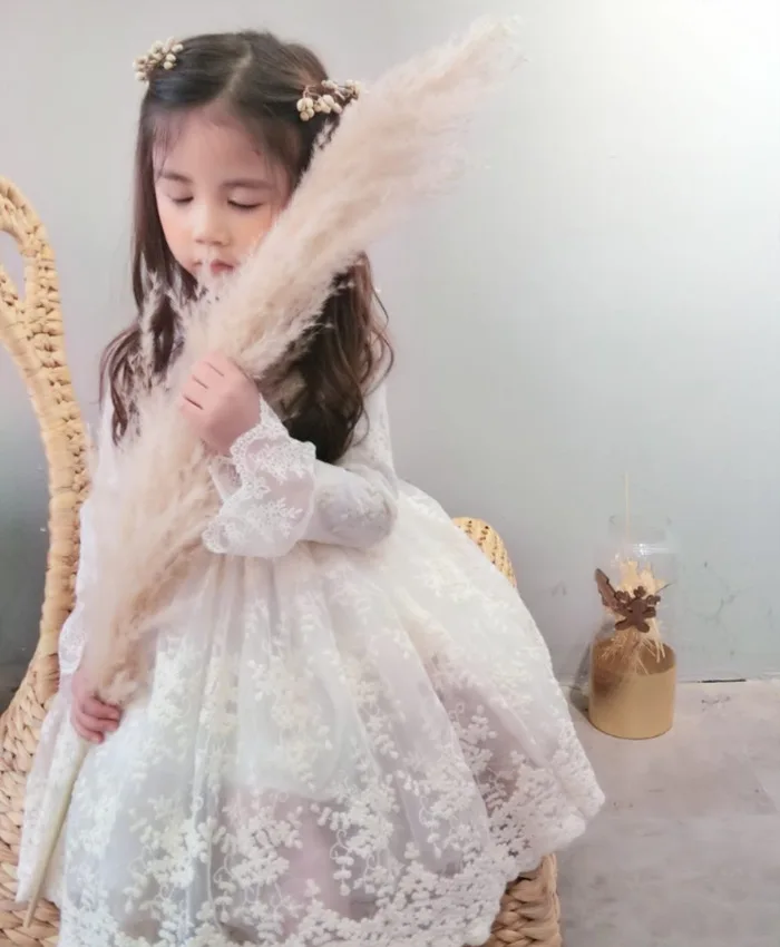 Весенне-осеннее платье для девочек Сетчатое платье с вышивкой одежда принцессы для девочек детская одежда платья для девочек в европейском и американском стиле