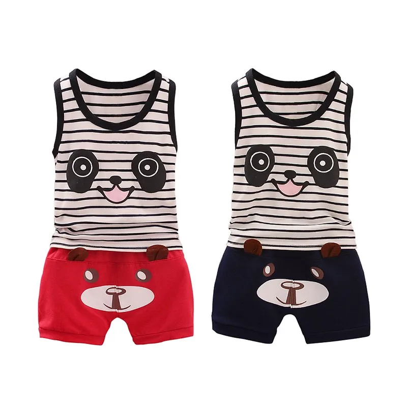 

new Baby Boy Clothing Set Summer Cotton Cartoon Children's Clothing Set Sleeveless Vest + Shorts Children's Clothes