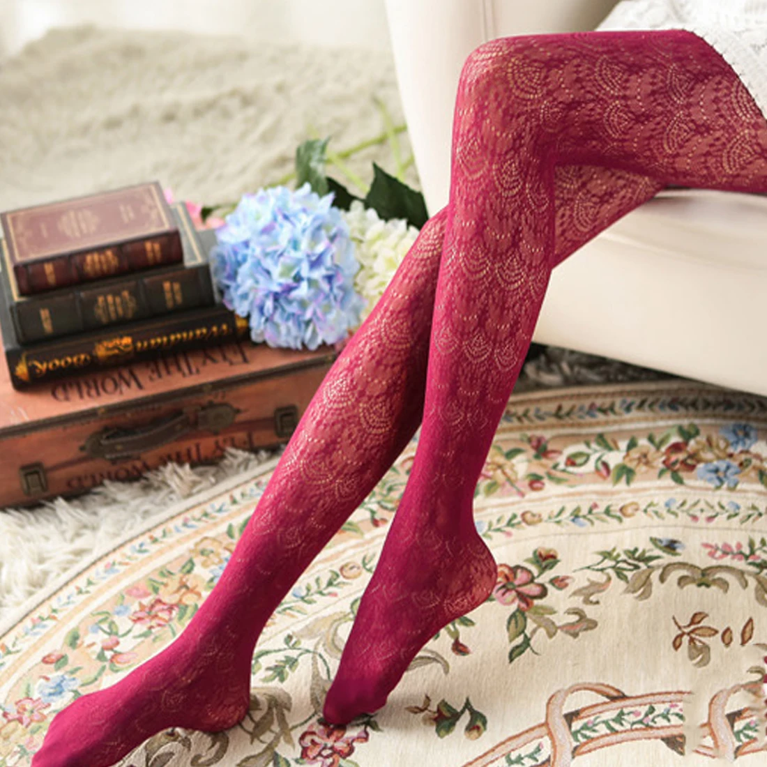 

Women Sexy Stockings Summer Autumn Hollow Out Tights Japanese Lace Pantyhose Fishnet Stockings High Elastic Vintage Pantyhose