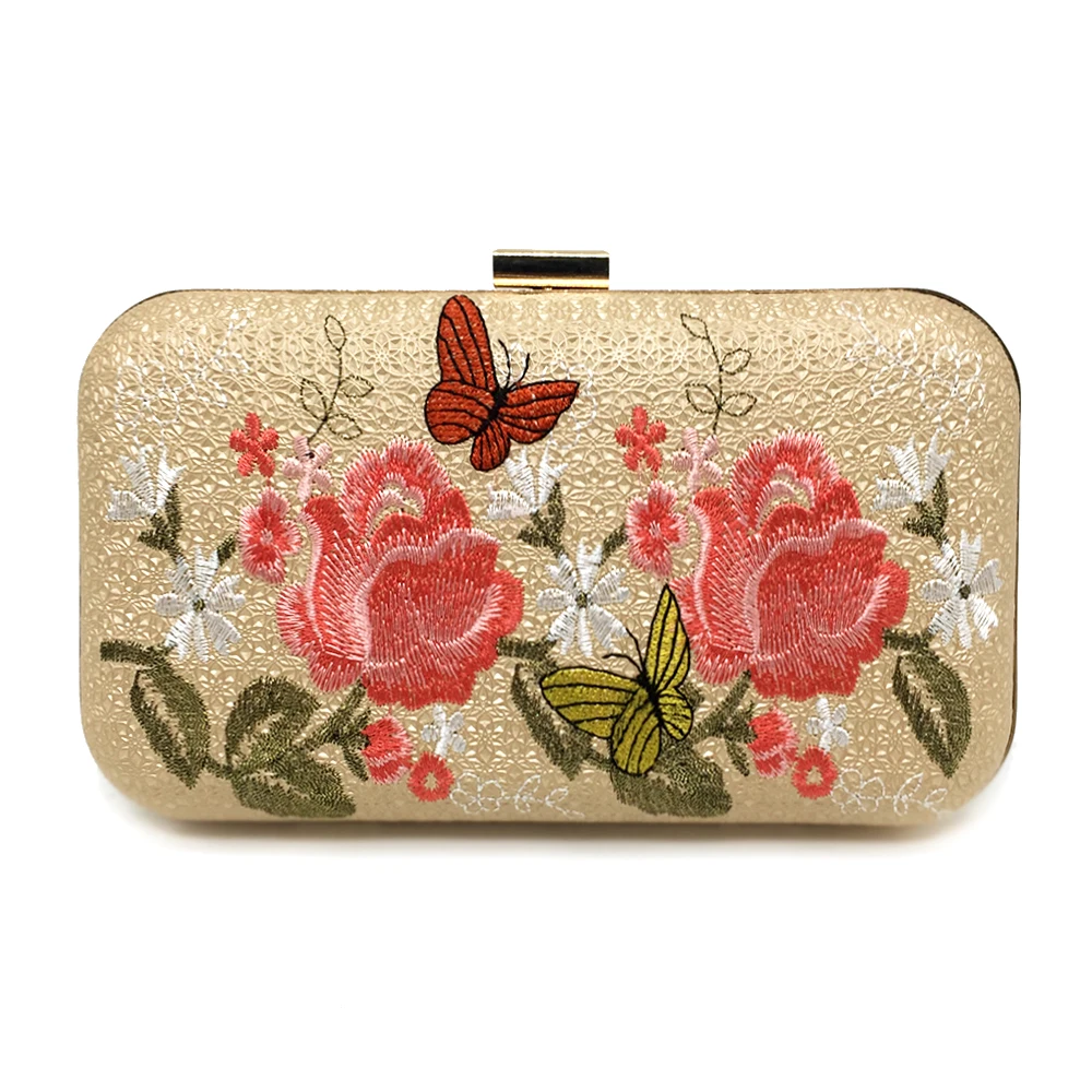 

Fashion Woman Evening Bag Luxury Flowers Embroidery Ladies Evening Clutches Handbag Party Banquet Bag Chain Women Shoulder Bag