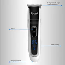 Kemei Elétrica Recarregável Aparador de Pêlos Clipper Homens Cabelo Display LCD Ferramentas de Estilo Profissional Ajustável Aparador de Pêlos PG101