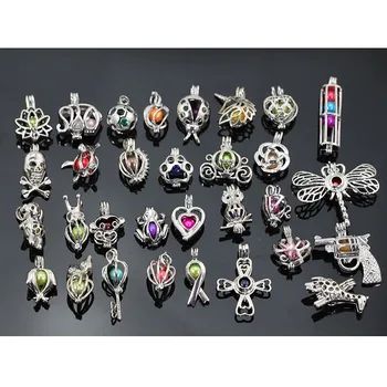 

Mix Styles Silver Cage Pendants for Pearls Beads Cage Locket Pearl Cage Pendant Mountings/ Fittings FP231