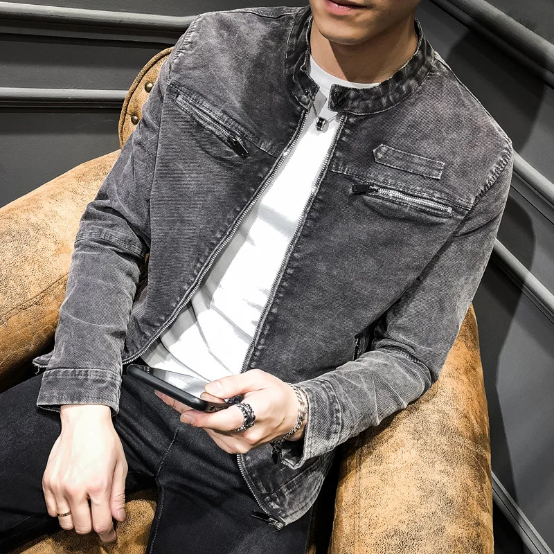 

Autumn new men jacket jean jacket youth casual jacket male han edition tide restoring ancient ways men's clothing of pure color