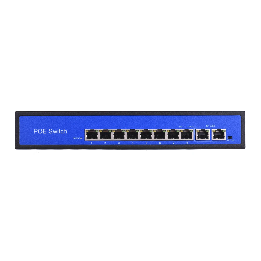 Переключатель питания BZDN 8 портов Ethernet 2 порта Uplink 0 Гбит/с по IEEE 802 3 48 В А вилка