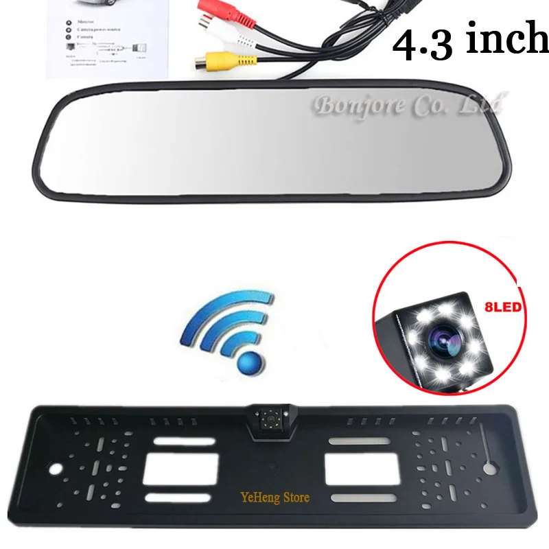 

Hd 4.3 Inch Car Rearview Mirror Monitor + 2.4Ghz Wireless Video Transmitter and Receiver Kit for license plate camera Camera