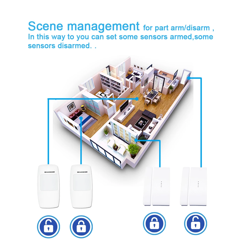  wofea smart V10 home security wifi alarm system APP contro with APP message push sms auto dial HD10