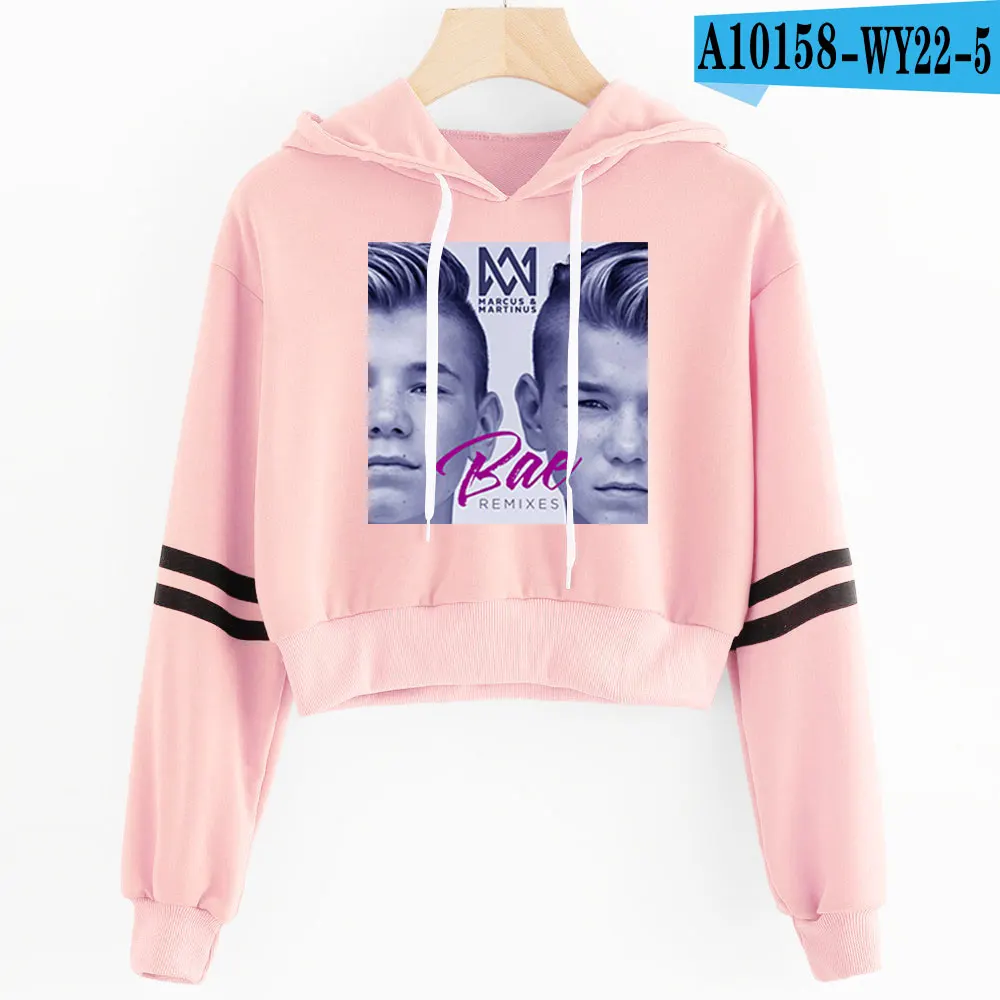 Marcus and Martinus Navel Hoodies Hip Hop New Casual Fashion women Hoodies Outwear High Street Marcus& Martinus Sexy Sweatshirt - Цвет: Pink