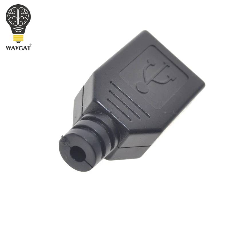 New 10pcs Type A Female USB 4 Pin Plug Socket Connector With Black Plastic Cover | Электронные компоненты и