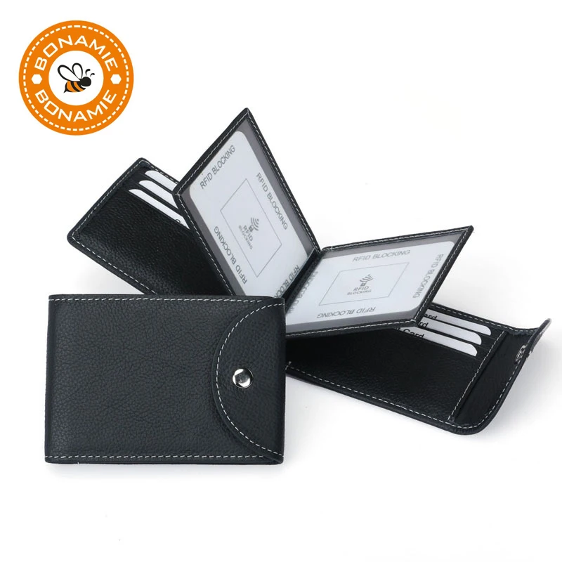 

BONAMIE Man Driver License Holder Black Genuine Leather Driver Documents Bag Hasp Credit Card Holder ID Card Case 4 Folds Wallet