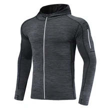 Мужские светоотражающие куртки на молнии с длинным рукавом для бега, спортивная одежда для фитнеса, пальто, рубашки, толстовка с капюшоном и карманами на рукавах