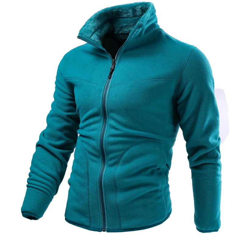 

Mens Reversible Thermal Full Zip Long Sleeve Polar Fleece Coat Outdoor Hiking Fleece Jacket Men Warm Camping Climbing Jackets