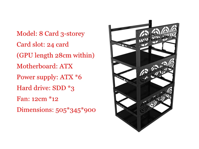 Чехол для майнинга, ПК серверная стойка, Крипто монета, открытая воздушная рамка, 12 GPU чехол ATX Fit ETH BTC XMR RX 470 580 GTX 1060 1080 P106 36 карта