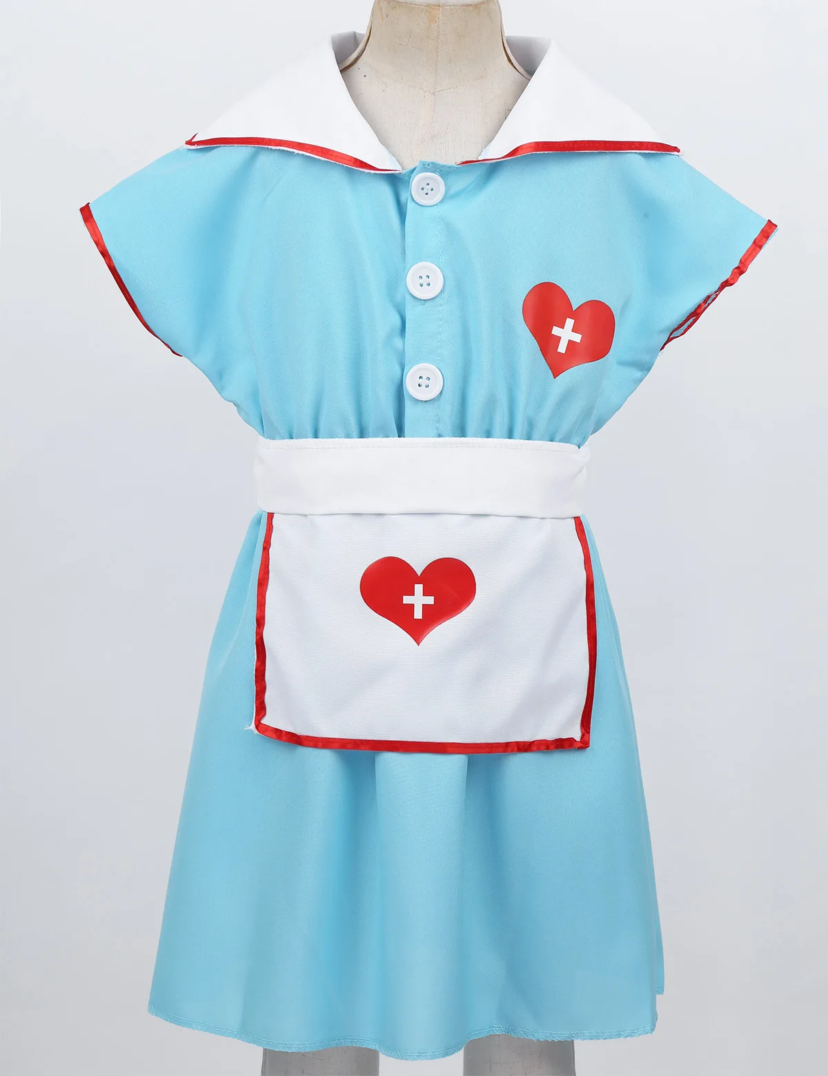 TiaoBug/Детское платье с короткими рукавами для девочек фартук-обруч для волос, униформа для доктора, комплект для детей на Хэллоуин, косплей, вечерние костюмы для медсестры