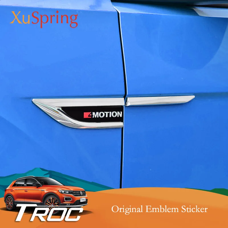 Для VW T-Roc Troc автомобильный значок в виде крыла автомобиля с боковой крылышкой, стикер, отделка, гарнир, полоски, аксессуары для укладки