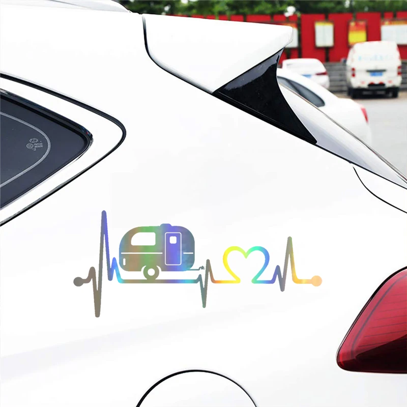 Camper Travel Hiker Camper Heartbeat Vinyl Car Sticker Car Body Wall Window Decoration Decal Stickers Car Styling 20.3cm8 (5)