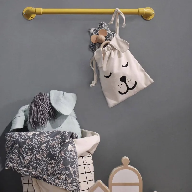 مصغرة حقيبة تخزين من القماش أرنب آذان الرباط على ظهره الطفل الملابس الاطفال اللعب المنظم الحقيبة الأطفال غرفة شنقا حقيبة الغسيل