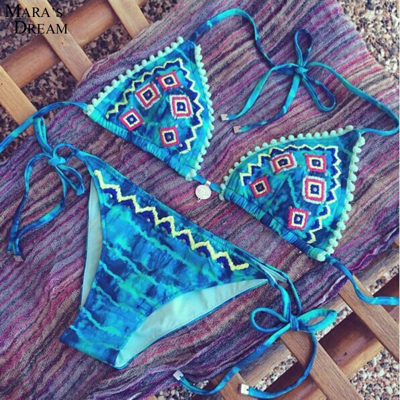 

Mara's Dream 2016 New Arrival Cute Bikini Set Cotton Sexy Ladies Swimwear Low Waist Bathing Suit For Women Girls Bikinis Set