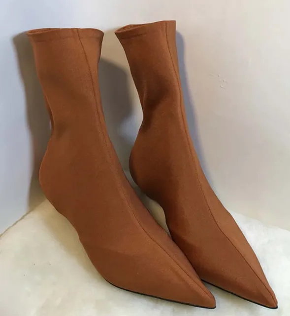 2018 New Women Stretch Satin Pointed toe Socks Assembled