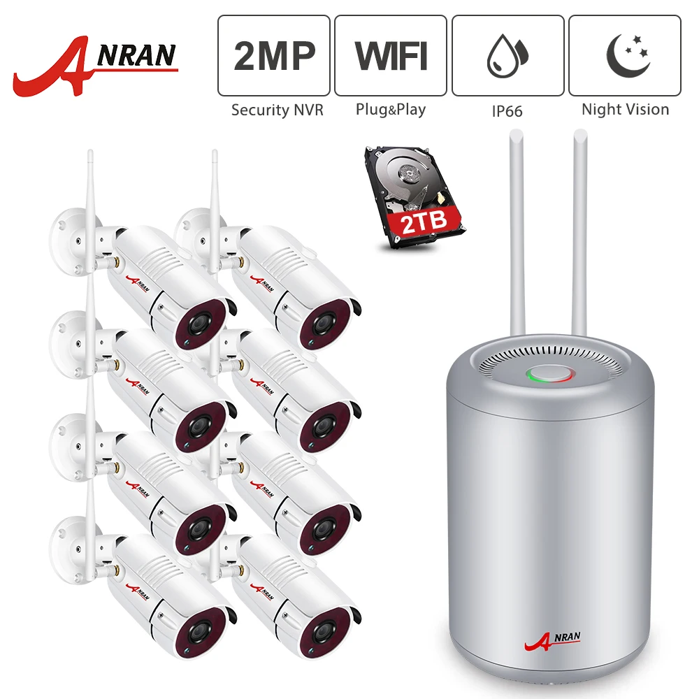 ANRAN Wireless Full HD 1080P Outdoor Surveillance System 4 Weatherproof IP Security Cameras 8 Channel NVR Email Alarm System ANRAN Wireless Full HD 1080P Outdoor Surveillance System 4 Weatherproof IP Security Cameras 8 Channel NVR Email Alarm System