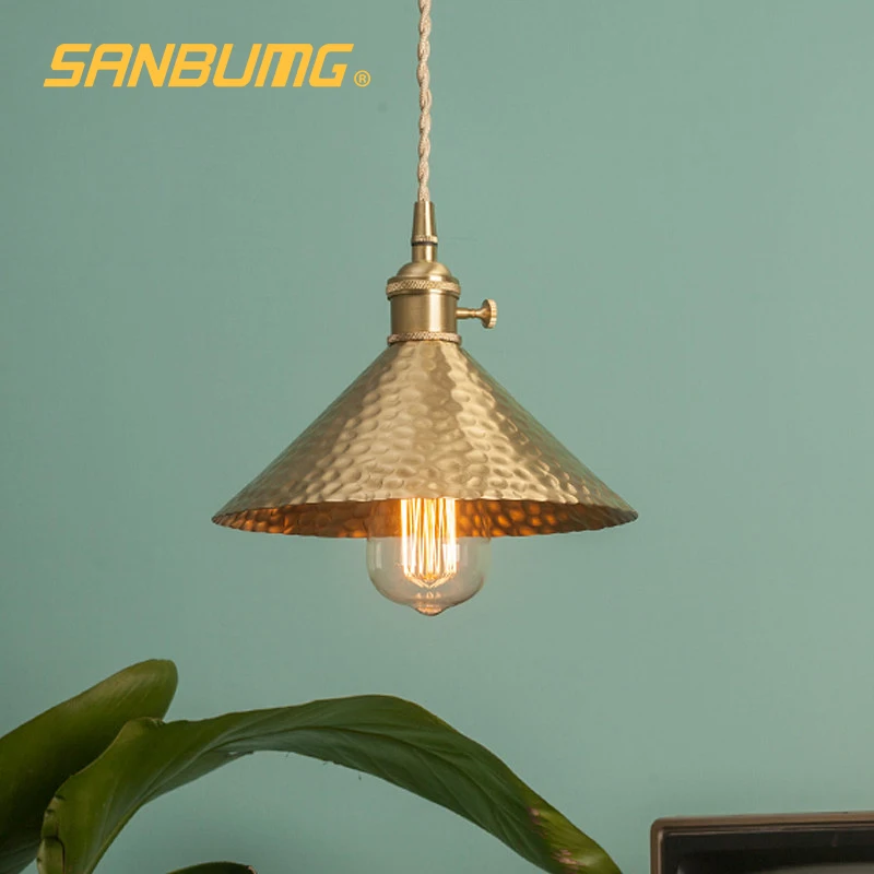 SANBUMG Vintage Pendant Lights American Simple Copper Bedside Lamp Hanglamp Restaurant Bar Porch Cloakroom Hanging Light | Лампы и