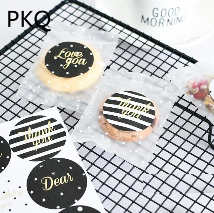 

120pcs/pack Round Hot Stamping Thank you Sticker Candy Cookies Packaging Sealing Label Package Adhesive Sticker For Birthday