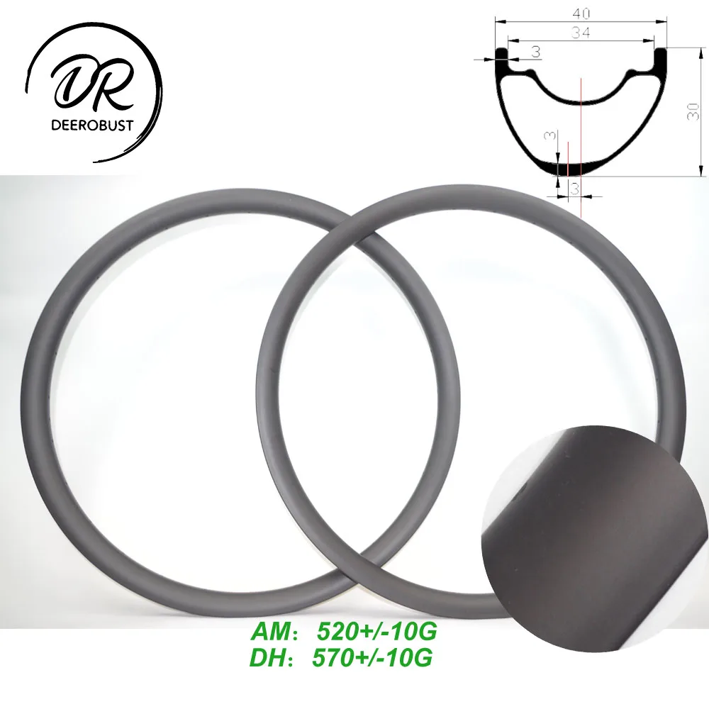 

27.5er 30mm x 40mm Asymmetric MTB Carbon Rims Mountain Bike AM/ENDURO/DH/FR Bicycle 650B MTB Hookless Tubeless Clincher 32 hole