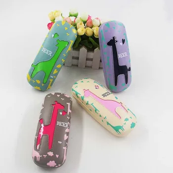 

Cartoon Deer Giraffe design Frame Glasses Case Hard PU Metal Eyeglasses Box Student Opitical Glasses Protector Eyewear Cases