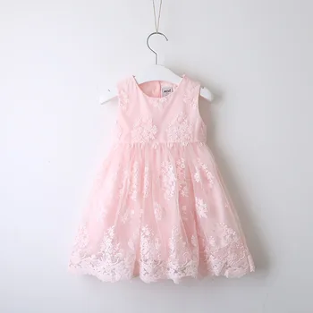 

Roimyal Wholesale 2019 Summer girl dress Girls Embroidered lace gauze dress kids party dresses 2-9years free shipping