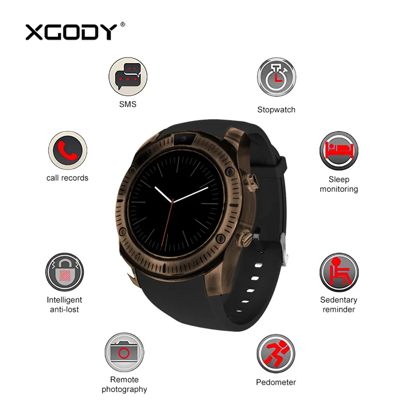 

In Stock XGODY KY003 Vintage Smartwatch Men 2G Phone Call Smart Watch with Sim Card Pedometer Sleep Tracker Bluetooth Reloj Men