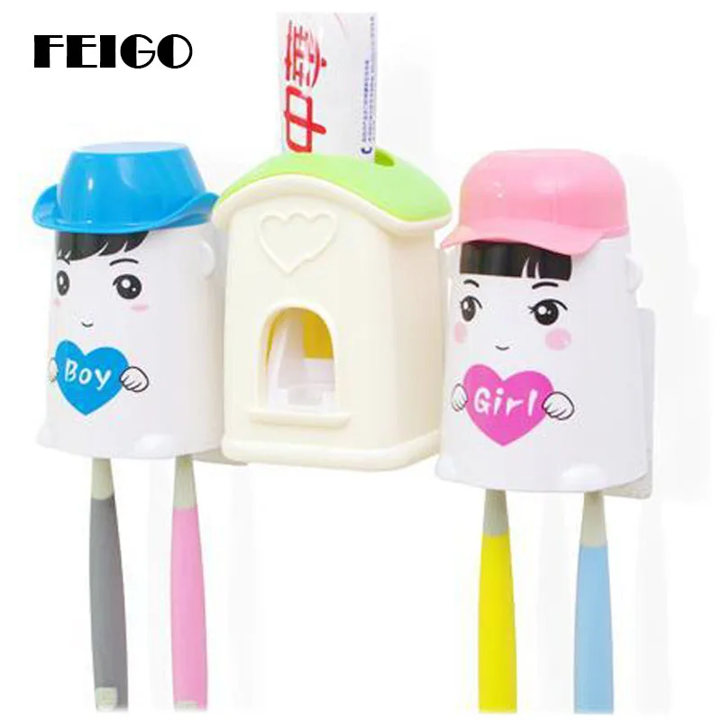 FEIGO дом творческий настенный держатель чашки для зубной щетки автоматический диспенсер для хранения зубной пасты соковыжималка аксессуары для ванной комнаты F134