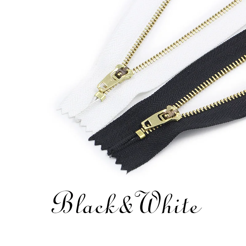 3#5# черная и белая молния из смолы, металлический нейлон, открытый и закрытый простой стиль для одежды - Цвет: 3spring 13cm 5pcs