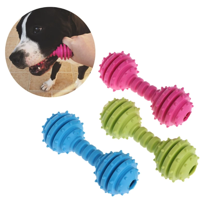 Chew Bite Resistance Puppy Pet Toy TPR Barbell Barbed Dogs Teeth