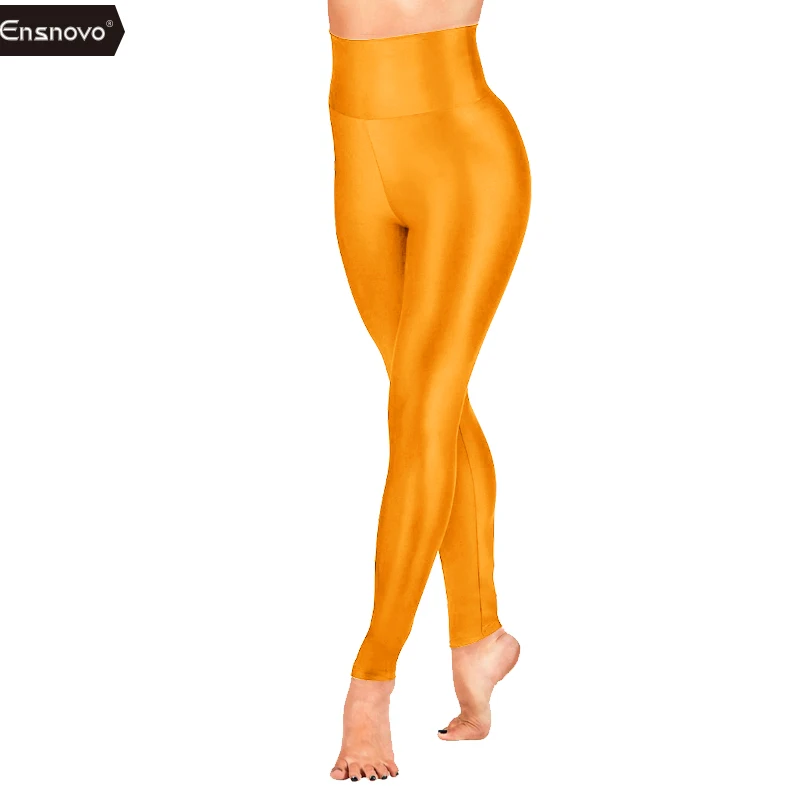Ensnovo женские спандекс нейлон Footless одноцветное Высокая талия тренировки Jogger пот Леггинсы для женщин балетные костюмы танец пот эластичн - Цвет: Orange