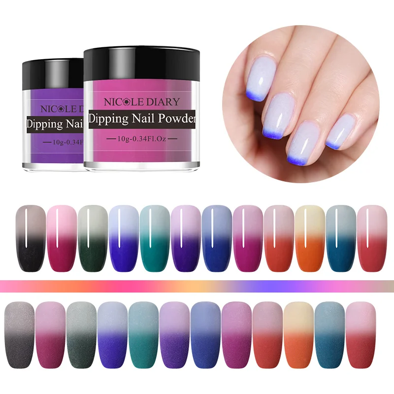

NICOLE DAIRY 10g Thermal Dipping Nail Powder Color Changing Glitter With UV Lamp Cure Nail Art Decorations