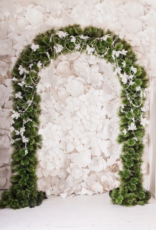 us 3 89 22 off laeacco white paper flowers arch door wedding photography backgrounds customized photographic backdrops for photo stadio in paper flower arch