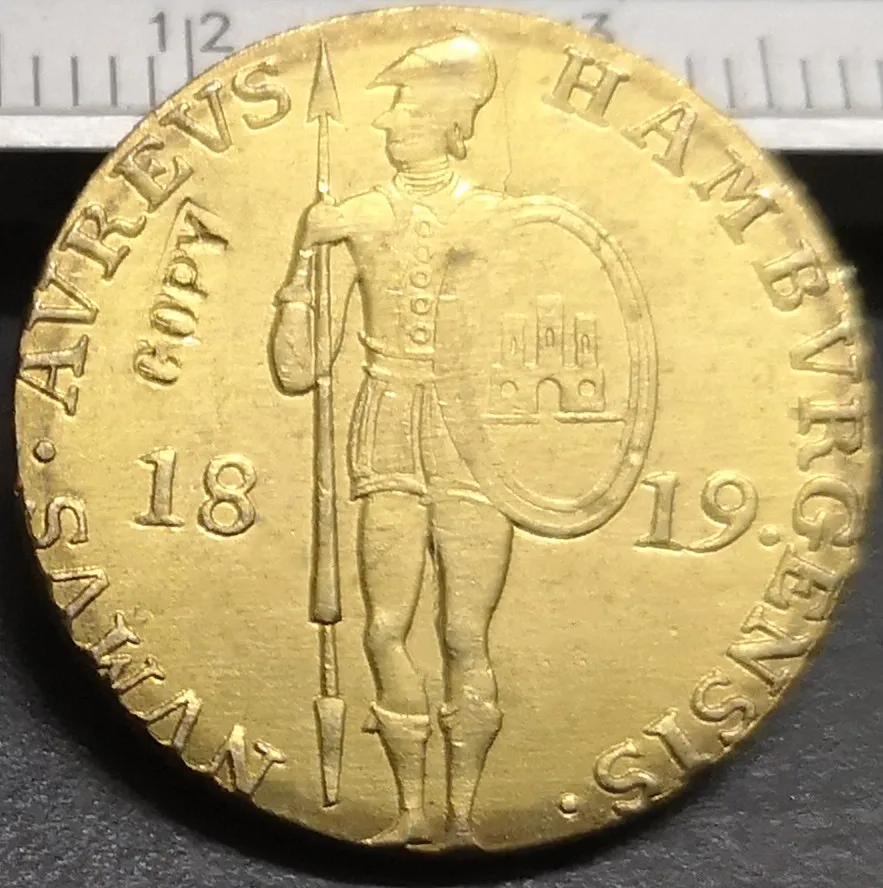 

1819 German Free Hanseatic City of Hamburg 1 Dukat Gold Copy Coin