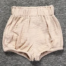 Детская одежда для маленьких мальчиков и Шорты для девочек Детские хлопковые льняные шорты большие PP Брюки для девочек Повседневное эластичный пояс детская одежда