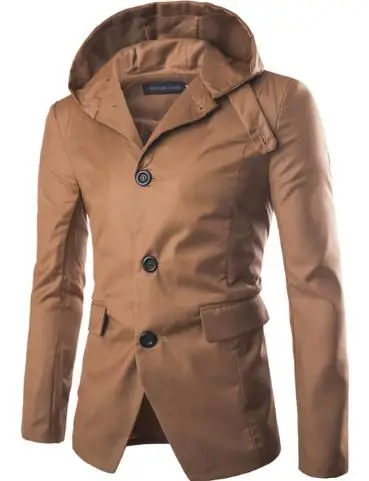 2017 New Fashion Brand Trench Coat Thin Jacket Cotton-padded Autumn Good Quailty Casual Overcoat Stand Collar