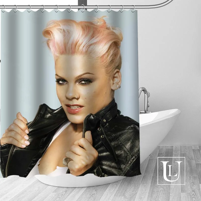 Большая распродажа заказ P! NK Розовая Занавеска с крючками для ванны водонепроницаемый из полиэстера ткань DIY ваша занавеска для душа - Цвет: 6