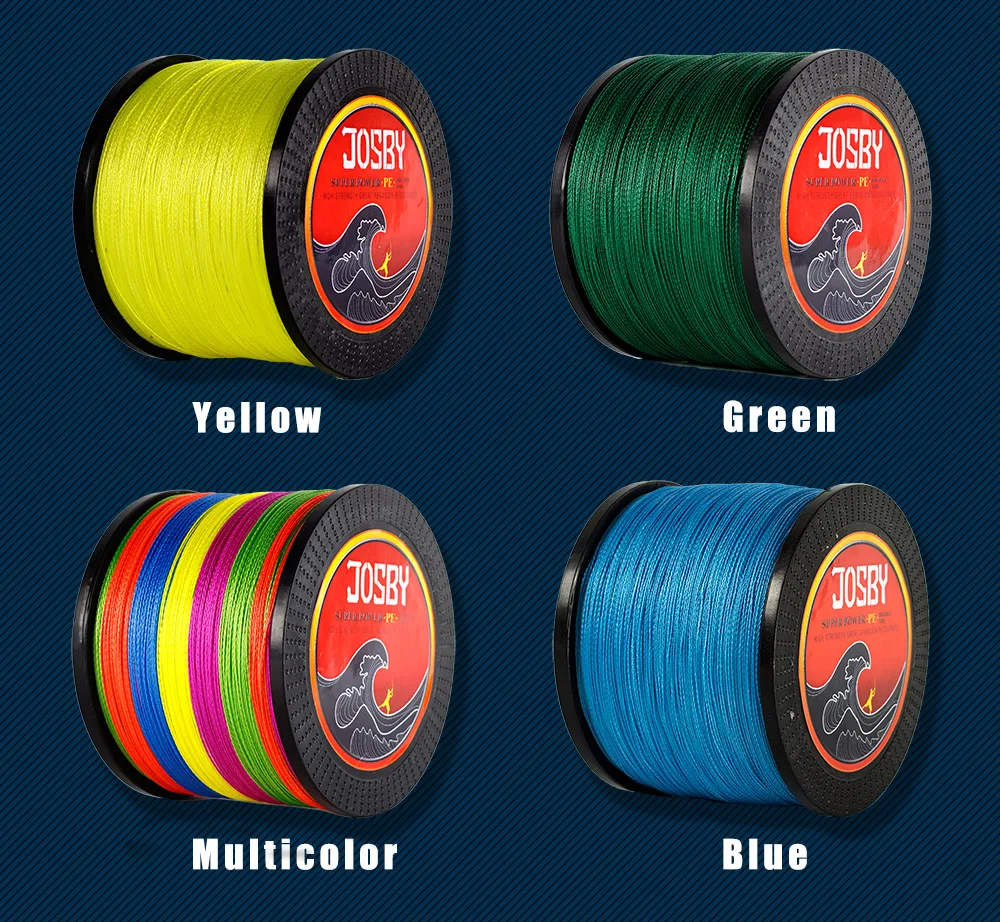 JOSBY 4 السواحل 1000 M 100% PE المتطرفة مضفر خيط صنارة الصيد البحر المالحة الكارب خيط صنارة الصيد نسج Pesca الصيد الحبل بيكي