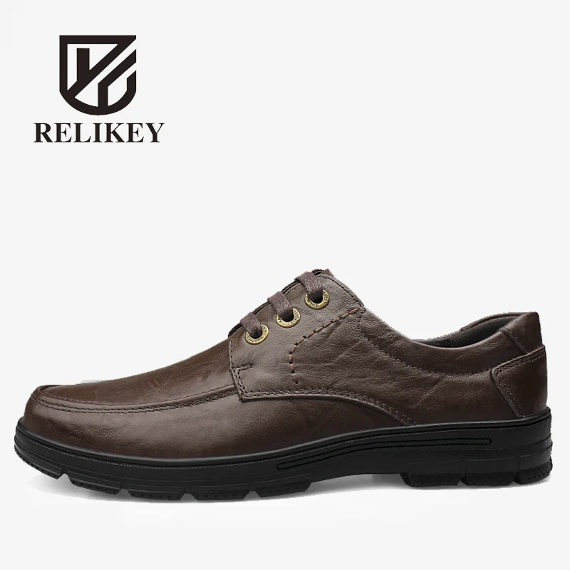 

Men Dress Shoes Cow Leather Round Toe Male Flats Handmade Lace-up RELIKEY Brand Spring Casual Oxfords Wedding Shoes for Men