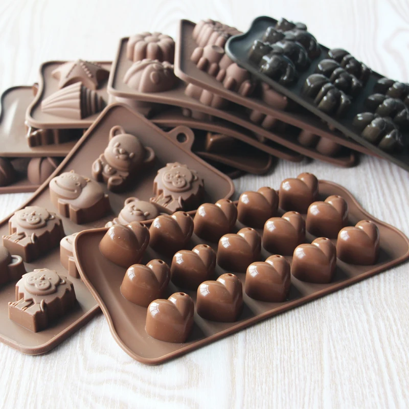 

1PCS Christmas silicone chocolate mold Animal love fish candy mold Valentine's Day letter ice lattice jelly mold