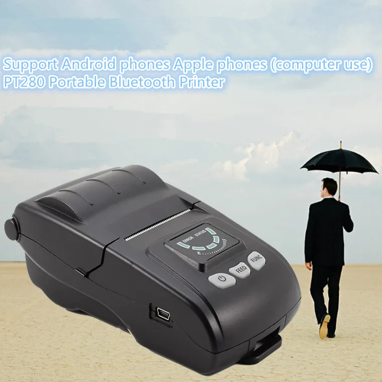 

PT260or 280handheld wireless Bluetooth printer paper printer 58 mm standard Bluetooth optional USB 6 hours of battery life