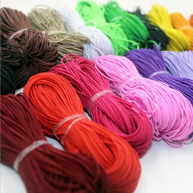 0.8mm 1.2mm Diameter Elastic Stretch Cord Colorful Cotton Wrapped Rubber Beading  Cord Stretch String