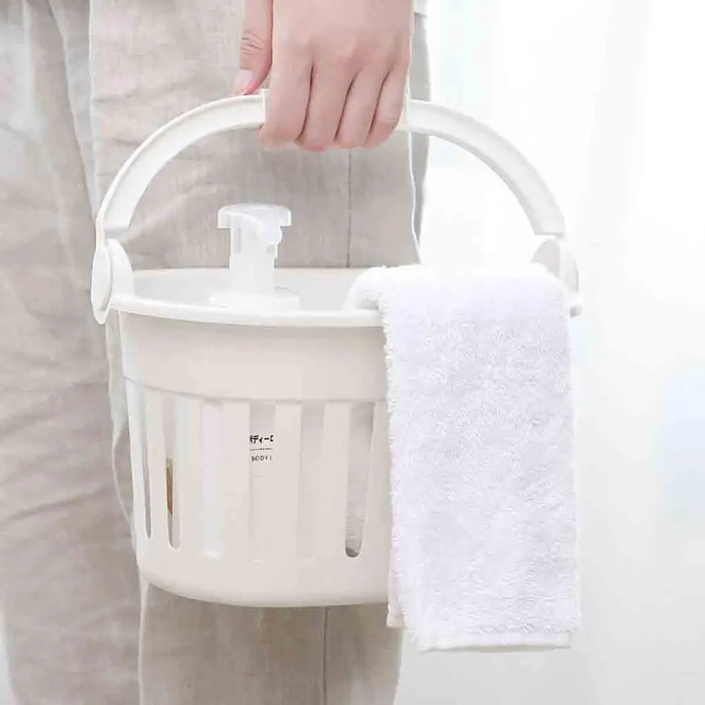 

Plastic shower basket bathroom storage basket Debris Storage Organizer With Handle Portable Bath Laundry Basket Toiletries @25